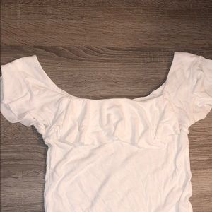 BOHO off-the shoulder ribbed white tee